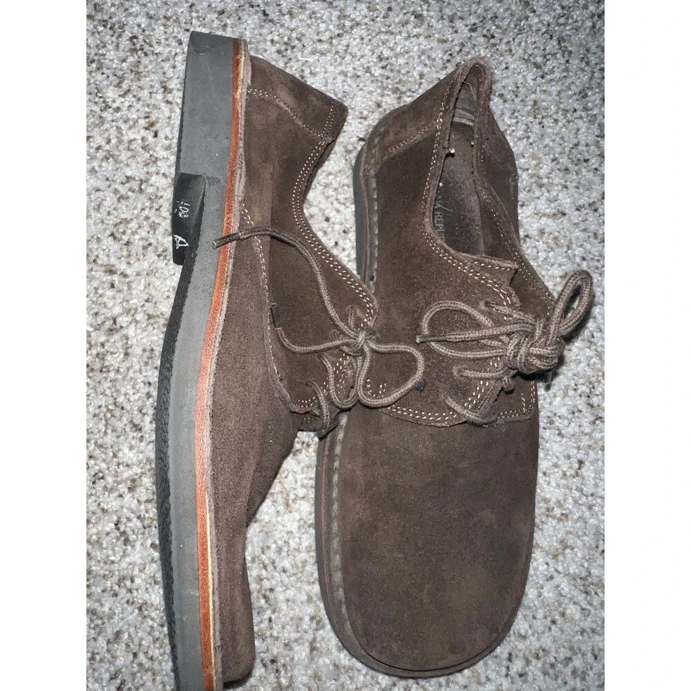 Banana Republic Brown Italian Suede Loafers Oxford Dress Shoes Square Toe Sz 8.5